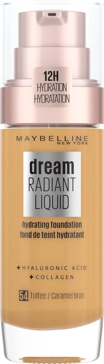Maybelline Dream Radiant Liquid - 054 Toffee - Foundation Geschikt Voor De Droge Huid Met Hyaluronzuur - 30 Ml