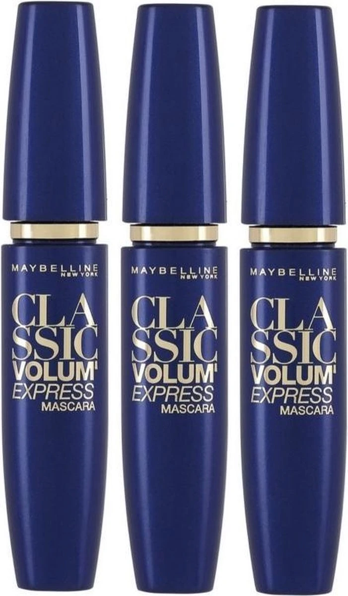 3x Maybelline Volum' Express Mascara Zwart - Voordeelverpakking