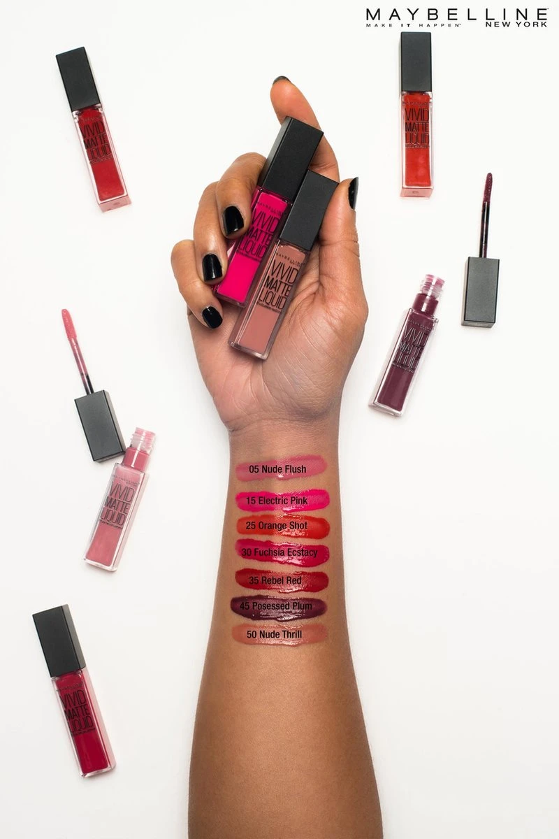 Maybelline Vivid Matte Liquid - 35 Rebel Red - Rood - Lippenstift - Afbeelding 7