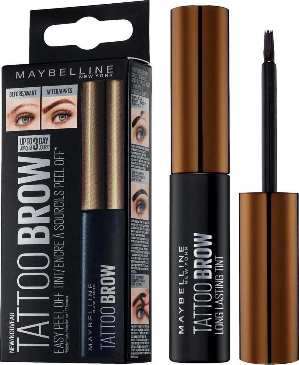Maybelline New York Tattoo Brow Peel-Off Wenkbrauwgel - 2 Medium Brown - Bruin - Afbeelding 3